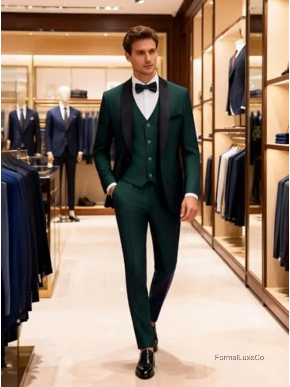 Men's 3 Piece Slim Fit Tuxedo Suit Set Shawl Lapel Blazer Vest Pants